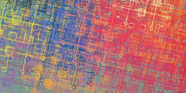 Soyut arka plan sanatı. 2D çizim. Etkileyici yağlı boya resim. Tuvalde fırça darbeleri. Modern sanat. Çok renkli arkaplan. Çağdaş sanat. İfade. Sanatsal dijital palet.