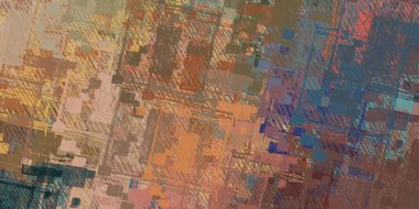 Soyut arka plan sanatı. 2D çizim. Etkileyici yağlı boya resim. Tuvalde fırça darbeleri. Modern sanat. Çok renkli arkaplan. Çağdaş sanat. İfade. Sanatsal dijital palet.