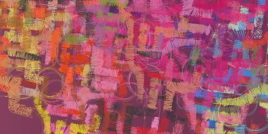 Soyut arka plan sanatı. 2D çizim. Etkileyici yağlı boya resim. Tuvalde fırça darbeleri. Modern sanat. Çok renkli arkaplan. Çağdaş sanat. İfade. Sanatsal dijital palet.