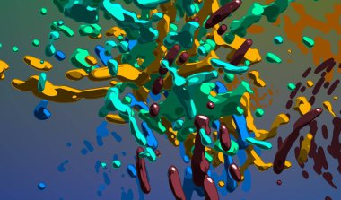 Soyut arka plan sanatı. 3 boyutlu illüstrasyon. Tuvalde fırça darbeleri. Çok renkli arkaplan. Çağdaş sanat. Sanatsal dijital palet.