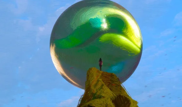 人間のシルエットとボールの抽象的な背景 — ストック写真