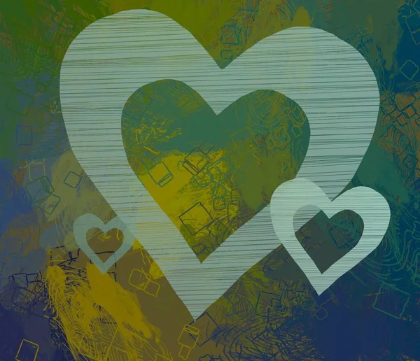 Abstract Valentine Background Art Corazones Sobre Lienzo Fondos Románticos Multicolor —  Fotos de Stock