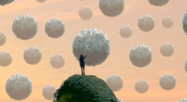 Abstract Background Human Silhouette Balls — Stock Photo, Image