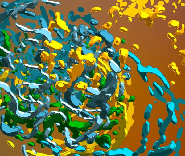 Abstract background art. 3d illustration. Brushstrokes on canvas. Multicolored backdrop. Contemporary art. Artistic digital palette.