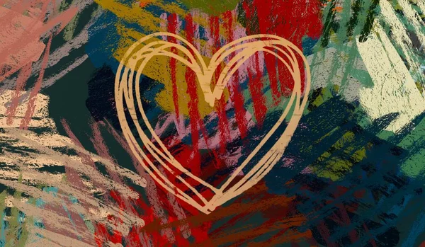 Αφηρημένη Τέχνη Του Αγίου Βαλεντίνου Φόντο Καρδιές Καμβά Πολύχρωμο Ρομαντικό — Φωτογραφία Αρχείου