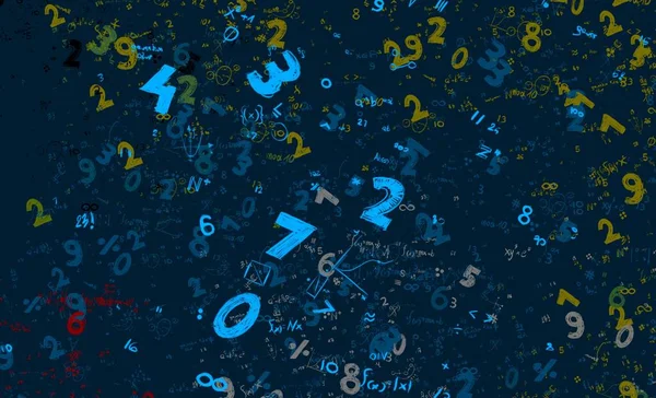 Math. 2d illustration. Abstract background with numbers, copy space