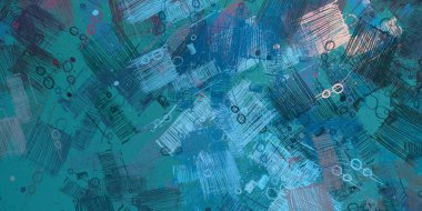 Soyut arka plan sanatı. 2D çizim. Etkileyici yağlı boya resim. Tuvalde fırça darbeleri. Modern sanat. Çok renkli arkaplan. Çağdaş sanat. İfade. Sanatsal dijital palet.