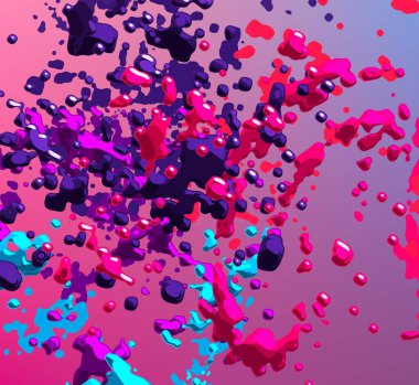 Soyut arka plan sanatı. 3 boyutlu illüstrasyon. Çok renkli arkaplan. Çağdaş sanat. Sanatsal dijital palet.