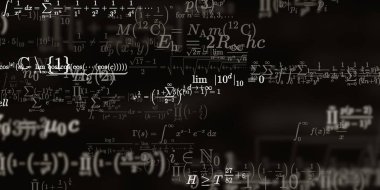 Formüllü matematik geçmişi, kusursuz çizimler. Renkli sembollü soyut desen  