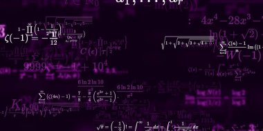 Formüllü matematik geçmişi, kusursuz çizimler. Renkli sembollü soyut desen  