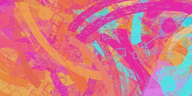 Soyut arka plan sanatı. 2D çizim. Etkileyici yağlı boya resim. Tuvalde fırça darbeleri. Modern sanat. Çok renkli arkaplan. Çağdaş sanat. İfade. Sanatsal dijital palet.