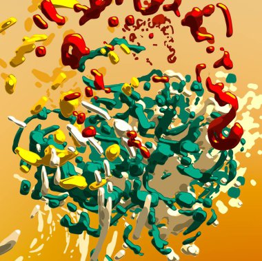 Soyut arka plan sanatı. 3 boyutlu illüstrasyon. Tuvalde fırça darbeleri. Çok renkli arkaplan. Çağdaş sanat. Sanatsal dijital palet.