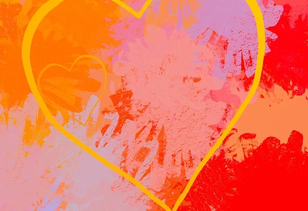 Seni Latar Belakang Valentine Abstrak Hati Atas Kanvas Warna Warni — Stok Foto