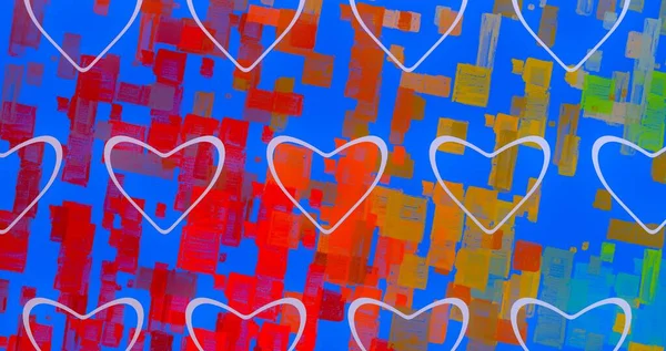 Abstract Valentine Background Art Corazones Sobre Lienzo Fondos Románticos Multicolor — Foto de Stock