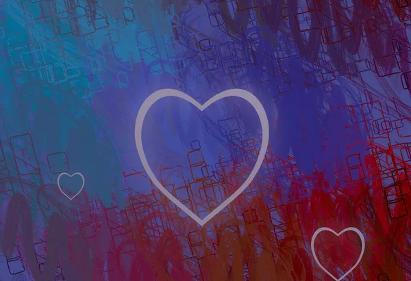 Abstract Valentine Background Art Corazones Sobre Lienzo Fondos Románticos Multicolor —  Fotos de Stock