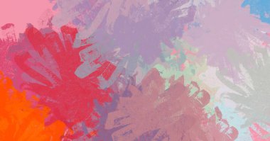 Soyut arka plan sanatı. 2D çizim. Etkileyici yağlı boya resim. Tuvalde fırça darbeleri. Modern sanat. Çok renkli arkaplan. Çağdaş sanat. İfade. Sanatsal dijital palet.