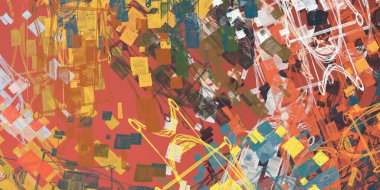 Soyut arka plan sanatı. 2D çizim. Etkileyici yağlı boya resim. Tuvalde fırça darbeleri. Modern sanat. Çok renkli arkaplan. Çağdaş sanat. İfade. Sanatsal dijital palet.