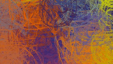 Soyut arka plan sanatı. 2D çizim. Etkileyici yağlı boya resim. Tuvalde fırça darbeleri. Modern sanat. Çok renkli arkaplan. Çağdaş sanat. İfade. Sanatsal dijital palet.