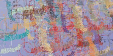 Soyut arka plan sanatı. 2D çizim. Etkileyici yağlı boya resim. Tuvalde fırça darbeleri. Modern sanat. Çok renkli arkaplan. Çağdaş sanat. İfade. Sanatsal dijital palet.