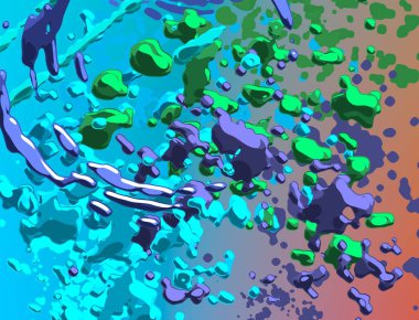 Soyut arka plan sanatı. 3 boyutlu illüstrasyon. Çok renkli arkaplan. Çağdaş sanat. Sanatsal dijital palet.