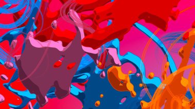 Soyut arka plan sanatı. 3 boyutlu illüstrasyon. Tuvalde fırça darbeleri. Çok renkli arkaplan. Çağdaş sanat. Sanatsal dijital palet.