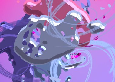 Soyut arka plan sanatı. 3 boyutlu illüstrasyon. Çok renkli arkaplan. Çağdaş sanat. Sanatsal dijital palet.