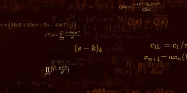 Formüllü matematik geçmişi, kusursuz çizimler. Renkli sembollü soyut desen  