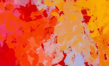 Soyut arka plan sanatı. 2D çizim. Etkileyici yağlı boya resim. Tuvalde fırça darbeleri. Modern sanat. Çok renkli arkaplan. Çağdaş sanat. İfade. Sanatsal dijital palet.
