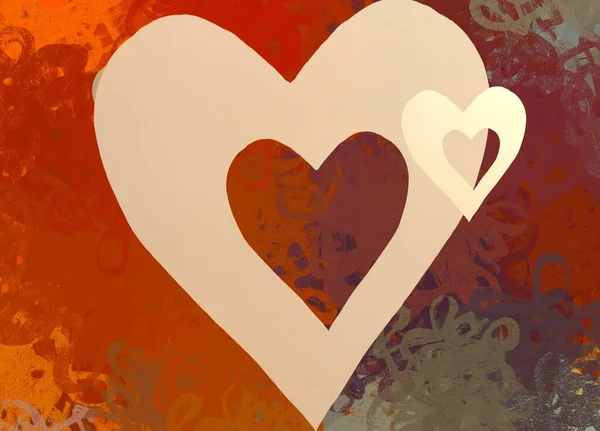Soyut Sevgililer Günü Arkaplan Sanatı Kalpler Tuvalde Çok Renkli Romantik — Stok fotoğraf