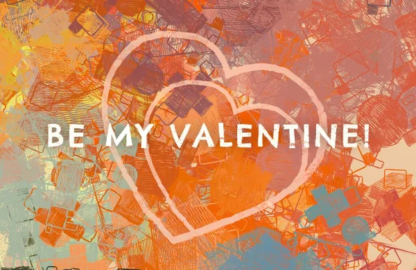 Streszczenie Valentine Tła Sztuki Serca Płótnie Kolorowe Romantyczne Tło Sztuka — Zdjęcie stockowe