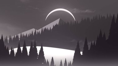 soyut tepe orman manzarası sisli ağaçlar fotokopi alanı, doğal arkaplan