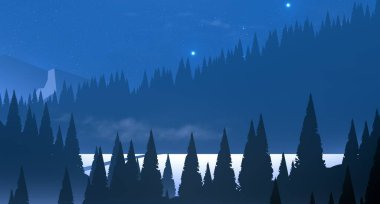 soyut tepe orman manzarası sisli ağaçlar fotokopi alanı, doğal arkaplan