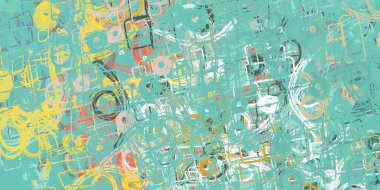 Soyut arka plan sanatı. 2D çizim. Etkileyici yağlı boya resim. Tuvalde fırça darbeleri. Modern sanat. Çok renkli arkaplan. Çağdaş sanat. İfade. Sanatsal dijital palet.