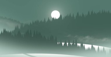 soyut tepe orman manzarası sisli ağaçlar fotokopi alanı, doğal arkaplan