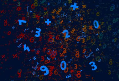Matematik. 2D çizim. Numaralı soyut arkaplan, boşluğu kopyala 