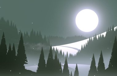 soyut tepe orman manzarası sisli ağaçlar fotokopi alanı, doğal arkaplan