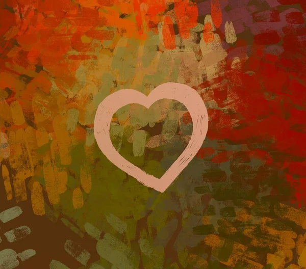 Abstract Valentine Background Art Corazones Sobre Lienzo Fondos Románticos Multicolor — Foto de Stock