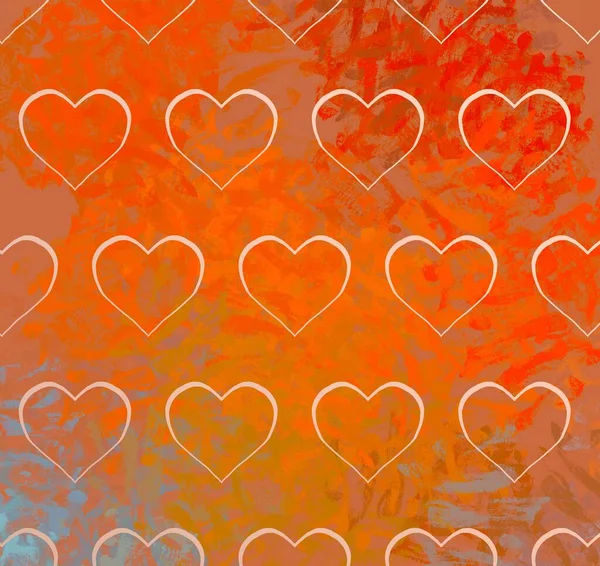 Abstract Valentine Background Art Corazones Sobre Lienzo Fondos Románticos Multicolor — Foto de Stock