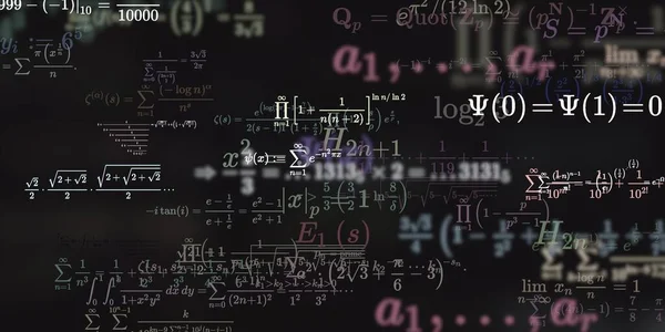 Kontekst Matematyczny Formułami Bezproblemowa Ilustracja Abstrakcyjny Wzór Kolorowymi Symbolami — Zdjęcie stockowe