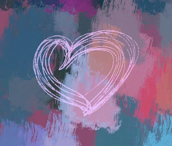 Abstract Valentine Background Art Hearts Canvas Multicolored Romantic Backdrop Contemporary — Stock Photo, Image