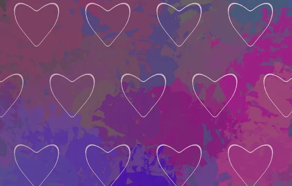 Abstract Valentine background art. Hearts on canvas. Multicolored romantic backdrop. Contemporary art. Artistic digital palette.