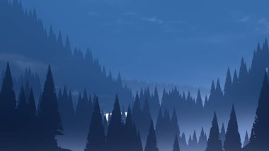 soyut tepe orman manzarası sisli ağaçlar fotokopi alanı, doğal arkaplan