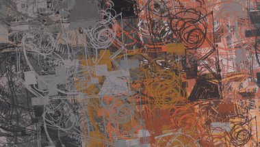 Soyut arka plan sanatı. 2D çizim. Etkileyici yağlı boya resim. Tuvalde fırça darbeleri. Modern sanat. Çok renkli arkaplan. Çağdaş sanat. İfade. Sanatsal dijital palet.