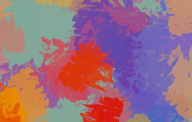 Soyut arka plan sanatı. 2D çizim. Etkileyici yağlı boya resim. Tuvalde fırça darbeleri. Modern sanat. Çok renkli arkaplan. Çağdaş sanat. İfade. Sanatsal dijital palet.