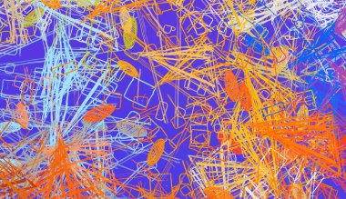 Soyut arka plan sanatı. 2D çizim. Etkileyici yağlı boya resim. Tuvalde fırça darbeleri. Modern sanat. Çok renkli arkaplan. Çağdaş sanat. İfade. Sanatsal dijital palet.