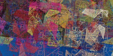 Soyut arka plan sanatı. 2D çizim. Etkileyici yağlı boya resim. Tuvalde fırça darbeleri. Modern sanat. Çok renkli arkaplan. Çağdaş sanat. İfade. Sanatsal dijital palet.