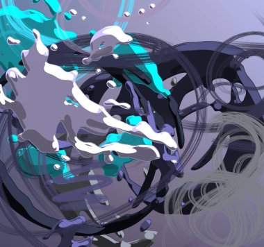 Soyut arka plan sanatı. 3 boyutlu illüstrasyon. Tuvalde fırça darbeleri. Çok renkli arkaplan. Çağdaş sanat. Sanatsal dijital palet.