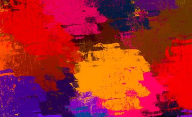 Soyut arka plan sanatı. 2D çizim. Etkileyici yağlı boya resim. Tuvalde fırça darbeleri. Modern sanat. Çok renkli arkaplan. Çağdaş sanat. İfade. Sanatsal dijital palet.