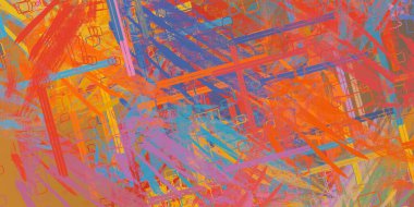 Soyut arka plan sanatı. 2D çizim. Etkileyici yağlı boya resim. Tuvalde fırça darbeleri. Modern sanat. Çok renkli arkaplan. Çağdaş sanat. İfade. Sanatsal dijital palet.