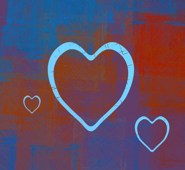 Abstract Valentine Background Art Corazones Sobre Lienzo Fondos Románticos Multicolor — Foto de Stock